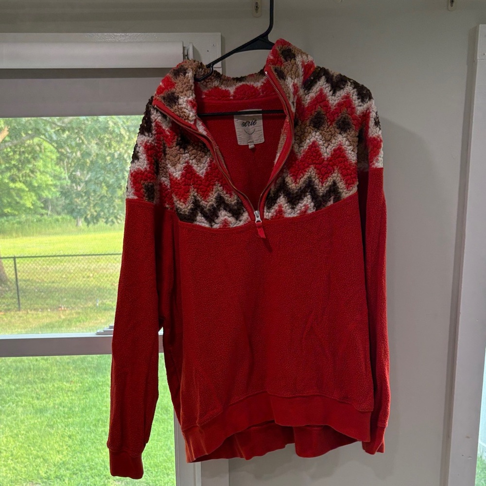 Aerie Vibrant Red Textured Sweater